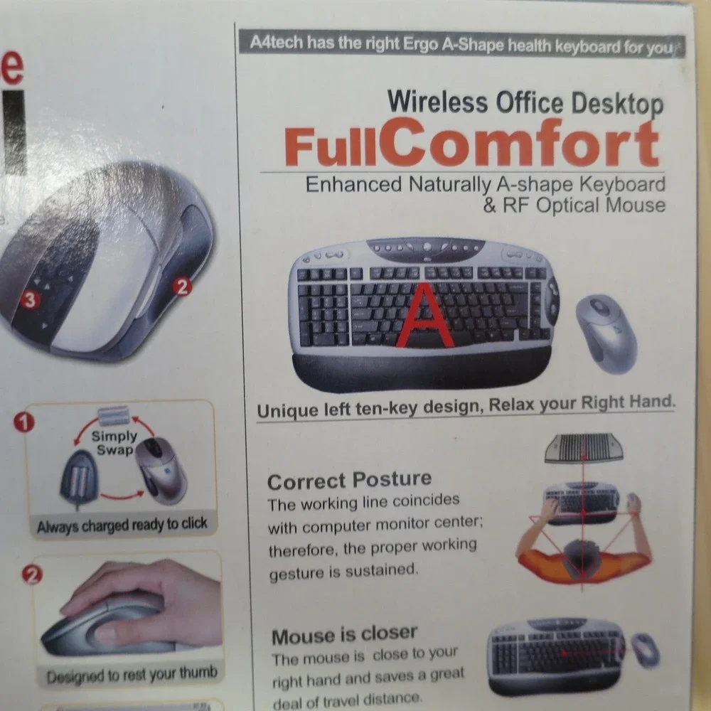 NOS - A4 Tech RFOP-49 RP-649 X800 Wireless Optical Mouse with Dual Scroll Wheels